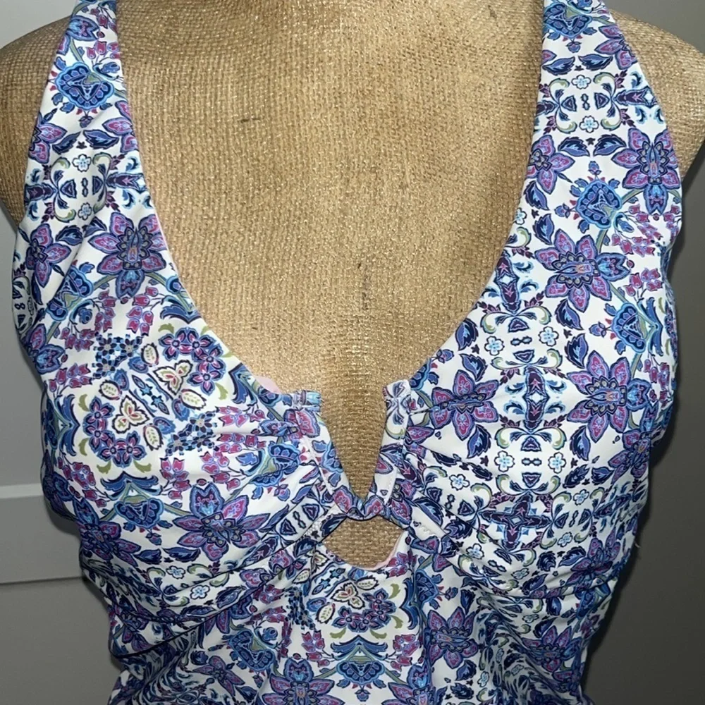 Nanette Lepore Violet Tankini Top Size 14 NWT